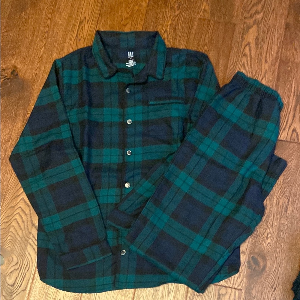 GAP Kids Plaid Pajama Set in Green and Blue